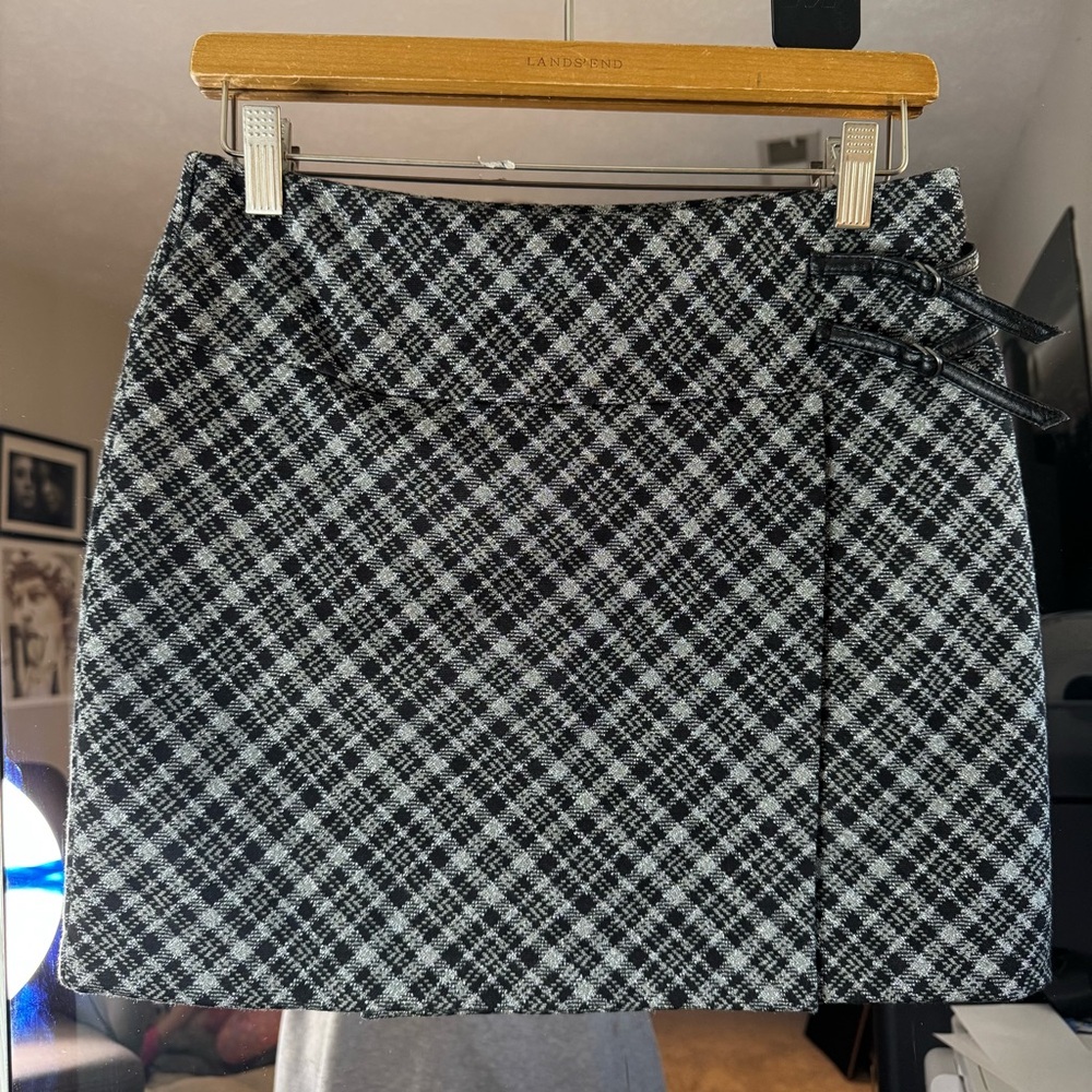 Express Black and White Checkered Mini Skirt